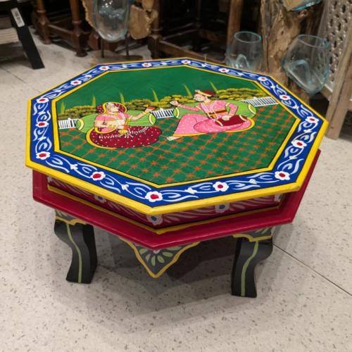Hand Painted Wooden Chowki Floor Table 40 x 40 x 22cm