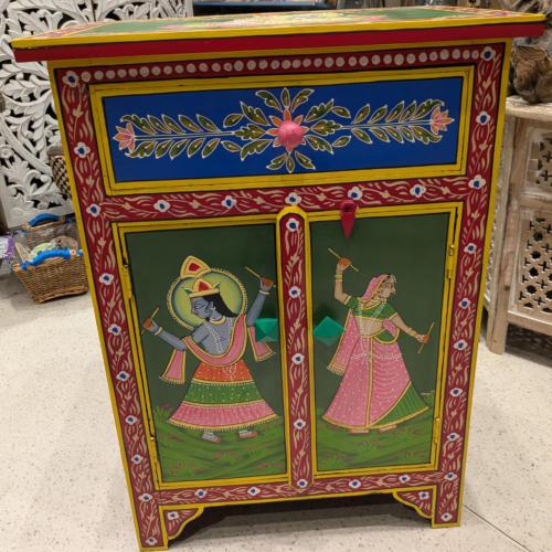 Hand Painted Wooden Cabinet With Drawer 50 x 71 x 37cm