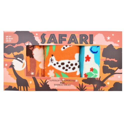3 Pairs Bamboo Socks Safari UK 7-11